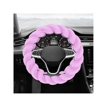 Imagem de NYTKL Capa de volante fofa para carro, 38 cm, antiderrapante, torcida, difusa, protetor de volante, confortável e luxuoso, decoração de interiores para mulheres e meninas (roxo)