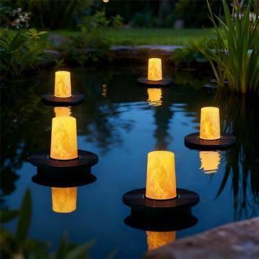 Imagem de uuffoo Conjunto de 5 luzes flutuantes alimentadas por energia solar, luzes de piscina cintilantes IP66, luz noturna à prova d'água, lanterna ao ar livre, decoração de paisagem, lâmpada para piscina