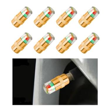 Imagem de MUQIDA 8 peças de tampas de haste de válvula de monitor de pressão de pneu, 2,4 bar 36 PSI indicador do sensor de pressão do pneu, 3 cores alerta ocular tampa de haste de válvula de monitoramento de