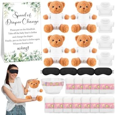Imagem de Soulchen Conjunto de 25 peças de chá de bebê, urso, vendado, troca de fraldas, 30,5 cm, urso marrom, menino, menina, engraçado, velocidade de troca de fraldas, para revelar gênero, festa, chá de