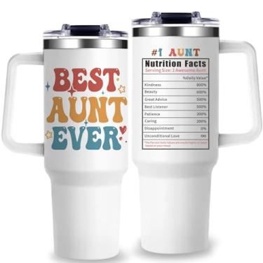 Imagem de GlitaZola Aunt Tumbler Gifts for Aunts from Niece Nephew Copo Best Aunt Ever com alça Presente de aniversário de Natal com tampa e canudo para suas tias com amor infinito