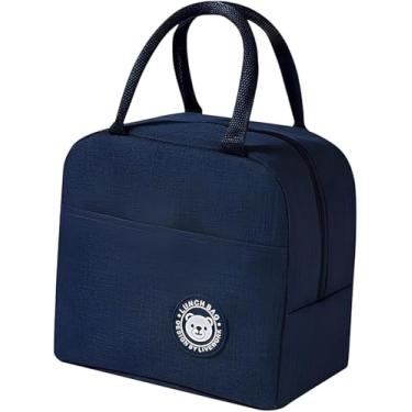 Imagem de Bolsa Térmica Lancheira para Marmita com Alça | Isotérmica Impermeável e Compacta | Mantém Alimentos Frescos | Ideal para Trabalho Escola e Passeios (AZUL)
