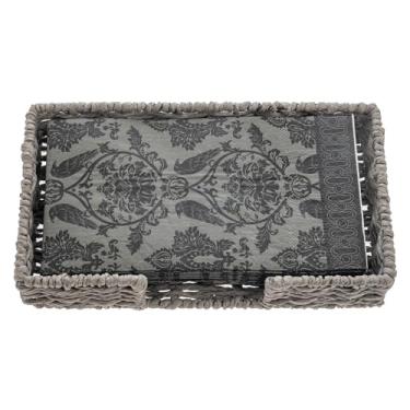 Imagem de Karma, Porta-guardanapos de tecido com conjunto de guardanapos de papel, corvo damasco