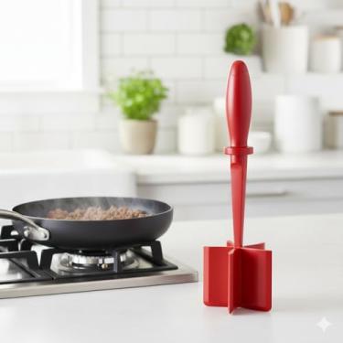 Imagem de Cortador de carne atualizado, triturador de carne resistente ao calor para hambúrguer, esmagador de carne moída, utensílio de moedor de hambúrguer de nylon, cortador de solo antiaderente, triturador