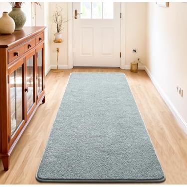 Imagem de Chicrug Tapetes minimalistas laváveis de 5 x 15 cm para quarto, corredor, tapete moderno de espuma viscoelástica macia para berçário infantil, tapete de corredor interno de camada baixa para