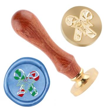 Imagem de Carimbo de lacre de cera de Natal carimbo de latão e uma alça de madeira carimbos cabeça para cartões de natal convites de festa carta envelope cartões de felicitações presentes