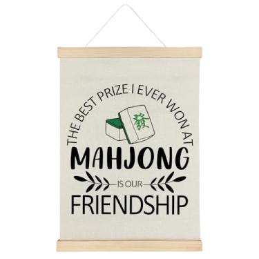 Imagem de ATBWGT Mahjong Friendship Wall Art Decor, Mahjong Gifts for Women Men, Gifts for Mah Jong Players Lovers Poster Hanger Frame for Game Room Home, 30 x 40 cm