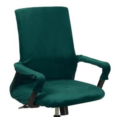 Imagem de PATIKIL Capa para cadeira de escritório, capa para cadeira de mesa de 114 cm, capa extensível universal para assento de computador com capa de apoio de braço, zíper para cadeiras de escritório