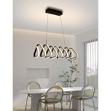Imagem de Luminária de mesa pendente LED regulável, preta, design moderno com molas e controle remoto, luminária de teto em metal para sala de jantar, sala de estar, cozinha, escritório ou bar (triâng