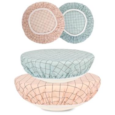 Imagem de BERBAM Capas de tigela reutilizáveis para impermeabilização de pão (2 grandes) - Capas de tigela de cera de abelha de algodão reutilizáveis com borda elástica, tampa de tigela de fermento para