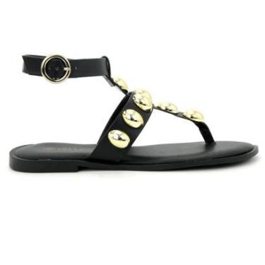 Imagem de Sandalia Via Uno 869020 Rasteirinha Baixa Pedraria Feminina-Feminino