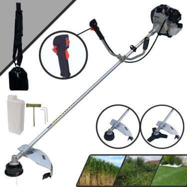 Imagem de Roçadeira À Gasolina Toyama TBC43-H 2T 43cc 1,7HP de Alta Performance Máquina de Cortar Grama Completa Com Cabeçote de Nylon + Lâmina 3 Pontas