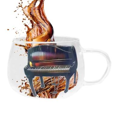 Imagem de Caneca de piano, copos de bebida inovadores - Recipiente de vidro para suco de cerveja vinho, xícara de café e chá de músico