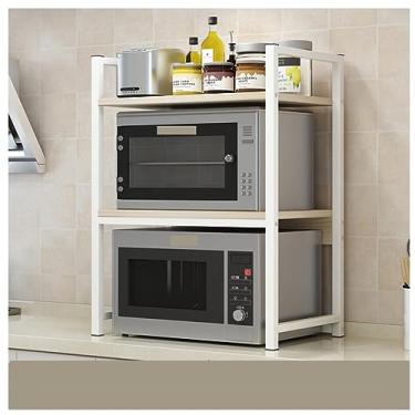 Imagem de HHHJQFAAT Suporte de micro-ondas de 3 níveis, suporte para forno de microondas, organizador de bancada de cozinha, prateleira de armazenamento, suporte de microondas para impressora (D)