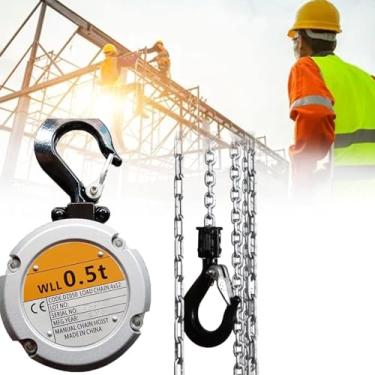 Imagem de Gancho de corrente manual, talha de corrente de liga de alumínio leve de 250 500 kg, corrente guia de 3,0 m, gancho giratório de 360°, para oficina, garagem, fábrica, 500 kg