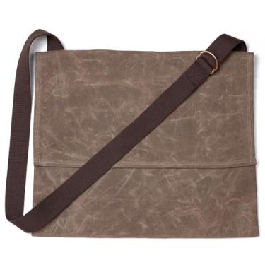 Imagem de Bolsa de coleta de 473 ml lona encerada bolsa de ombro Bushcraft bolsa mensageiro durável com bolso para jardinagem acampamento, Cáqui escuro grande, Dark Khaki Large