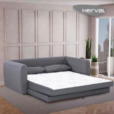 Imagem de Sofá-Cama Casal 2 lugares Herval Cairo, Linho Cinza, 158 cm