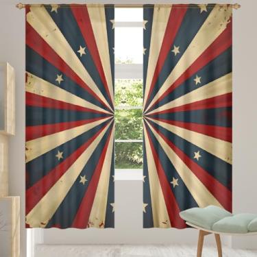 Imagem de 2 conjuntos de painéis cortinas transparentes abstratas com bandeira americana cortinas transparentes arejadas com filtro leve painéis de cortina para porta janela para sala de estar, quarto, jantar