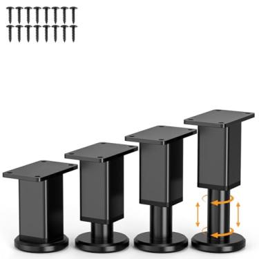 Imagem de Smipam 4 peças de pernas de móveis de metal ajustáveis, 8 a 12,4 cm, pernas de sofá de substituição resistentes com base de borracha antiderrapante, suportes de pé para cama para sofá/mesa/sofá/cômoda