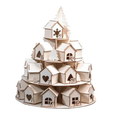 Imagem de Fancyes Calendário do Advento de Natal, Artigos para Festas de Natal, Organizador de Presentes, Caixa de Embrulho Reutilizável em Madeira com Formato de Casa