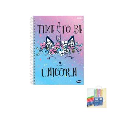 Imagem de Kit Caderno Feminino KBOM 1 Matéria Capa Dura 96 Folhas + Caneta Esferográfica 0.7mm Sortidas + Marca Texto Lumini Estojo 6 Cores