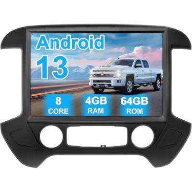 Imagem de Rádio estéreo automotivo de 13 polegadas para Silverado e GMC Sierra 2014 2015 2016 2017 2018, Android 13 4 + 64 GB sem fio CarPlay e Android Auto/Controle de voz/GPS/Bluetooth5.0/WiFi/1080P