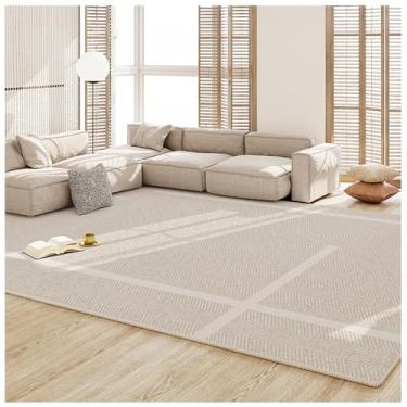 Imagem de SPXMQSS Tapete de sala de estar, tapete lavável resistente ao desgaste para quarto, tapete antiderrapante para sofá, mesa de café, para sala de estar, sala de jantar, quarto, escritório, cinza C 120 x