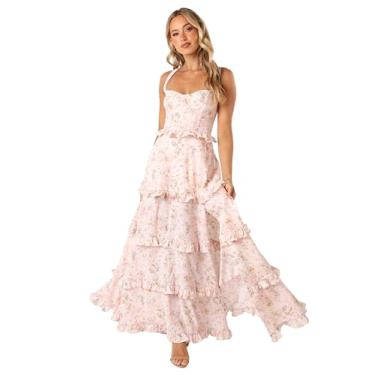 Imagem de Petal & Pup Vestido longo feminino Lillee em camadas, floral rosa, Rosa floral, XP