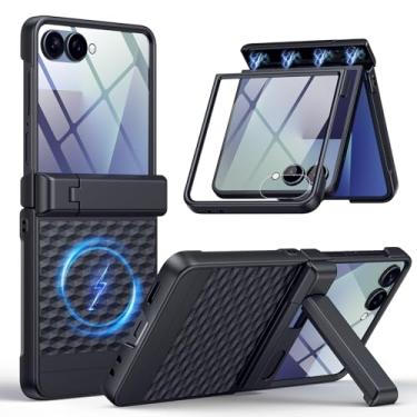 Imagem de HIERYQHE Capa magnética para Samsung Galaxy Z Flip 7 adequada para MagSafe [protetor de tela temperado embutido] [proteção de dobradiça][suporte] Capa de corpo inteiro de grau militar para Galaxy Z