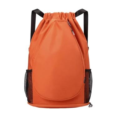 Imagem de harayaa Mochila de tênis, mochila esportiva com alças de ombro ajustáveis, bolsa para raquete de badminton, bolsa para bolas e acessórios de tênis, ideal para, Laranja