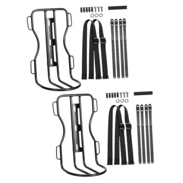 Imagem de simhoa Kit com 1 par de suportes para bagageiro dianteiro de bicicleta em liga de alumínio, 15x12x25cm, e com tiras ajustáveis, ideal para
