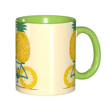 Imagem de Zeraoke Canecas de café criativas com estampa de abacaxi, personalizadas, presente para a família, tamanho de 325 ml, unissex