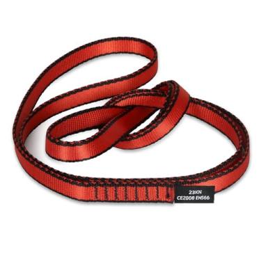 Imagem de VFKENA Correia de nylon para escalada de 18 mm 23KN CE2008/EN566 tiras fortes para escalada, montanhismo, rapel, swing, rede de ioga, etc. (vermelho, 90 cm / 35 polegadas | Unidade única)