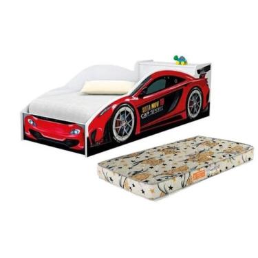 Imagem de Cama Carro Infantil Com Báu e Colchão - N&E Loja, Vermelho