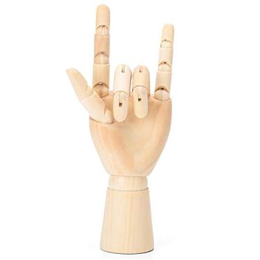 Imagem de POENVFPO Manequim de Mão de Madeira Maciça, Figura de Mão Artística Articulada Com 15 Juntas Flexíveis para Desenho, Esboços e Decoração Artística