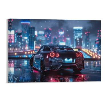 Imagem de HouLaiZhe R35 Esportes Noite Chuvosa Neon Posters Tela Estética Sala Decoração de Parede Impressões Galeria Sala Decoração de Parede para Quarto Sala de Estar Escritório 11 x 17 polegadas (28 x 43 cm)