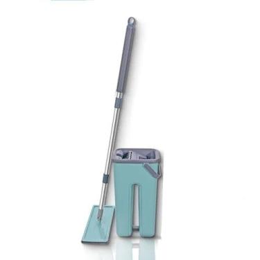 Imagem de Mop com Balde Espremedor, Azul Turquesa e Cinza, Sistema de Limpeza com Cabo Extensível