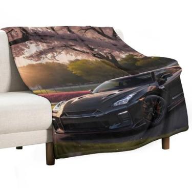 Imagem de HouLaiZhe Cobertor Super Macio Flanela Sakura Carro R35 Estático JDM Esportes Roadster Leve Cobertor de Refrigeração para Sofá-Cama Cadeira Sofá Carro Viagem ao Ar Livre Leve Quente 140 cm x 178 cm