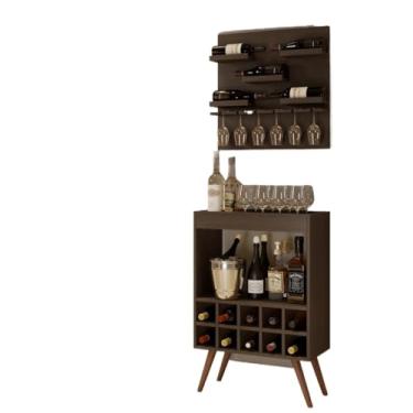 Imagem de Aparador De Sala De Estar Com ArmáRio Para Vinhos, Bar Decorativo Montado Na Parede(Wengue)