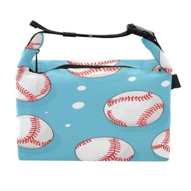 Imagem de Lancheira para mulheres, homens, lancheira isolada, reutilizável, lancheira para escritório, piquenique, atividades ao ar livre, fundo de bolas de beisebol