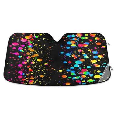 Imagem de STAYTOP Protetor solar de para-brisa de carro com pontos coloridos, protetor de viseira dobrável, bloqueia raios UV e acessórios para proteger carros, SUVs, caminhões-M