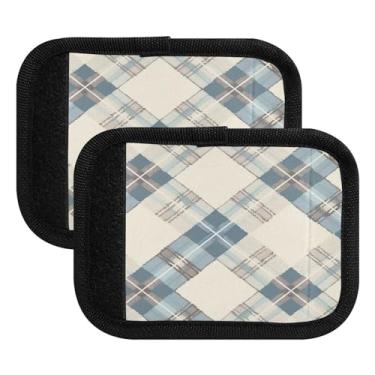 Imagem de Qilmy Elegante Buffalo Xadrez Alça de Bagagem Embalagem com 2 Identificadores de Bagagem Identificadores de Bagagem Capa de Punho Confortável para Carrinho de Bebê, Mala de Viagem, Avião, Acessórios