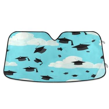Imagem de Wassud Para-brisa para-sol acessórios de carro dobrável para janela frontal de carro blocos raios UV bonés de graduação flutuantes para-sol refletivo 70 x 139 cm