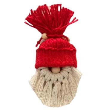 Imagem de Porta Guardanapos Macramê Papai Noel Artesanal com Argola de Madeira Decoração de Mesa Algodão Natal (Vermelho)