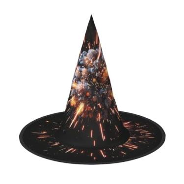 Imagem de SKKNT Chapéu de bruxa de Halloween com estampa 3D de fogos de artifício de explosão, unissex, acessório de fantasia de carnaval, boné, festas, eventos temáticos