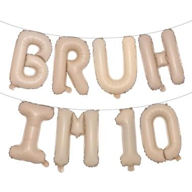 Imagem de Bruh Its My Birthday Decorations, Happy 10th Birthday Decoration Boy Bruh Im Ten 10 Balões, balões multicoloridos para festa Boy Bruh Im Ten (BRUH IM 10 Caramelo)