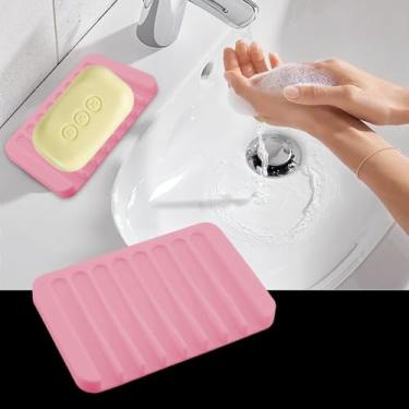 Imagem de Saboneteira pente de silicone para banheiro - 1 peça côncava e convexa autodrenante, serve para acessório de banheiro, suporte de sabão e bandeja de sabão seco