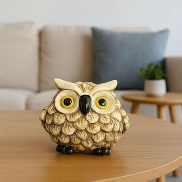 Imagem de Cofre Pequeno Coruja em Gesso – Cofrinho Decorativo Artesanal para Moedas