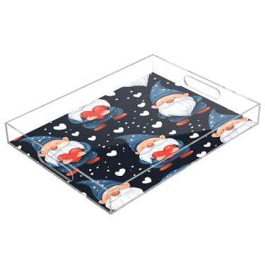 Imagem de STAYTOP Bandeja de servir de acrílico para o Dia dos Namorados, 15,7 x 11,20 cm, bandejas decorativas à prova de derramamento, organizador de bancada para café da manhã, chá, comida, maquiagem