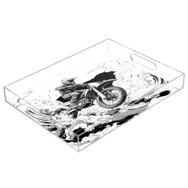 Imagem de STAYTOP Bandeja de servir de acrílico para motociclista, 15,7 x 11,20 cm, bandejas decorativas à prova de derramamento, organizador de bancada para café da manhã, chá, comida, maquiagem